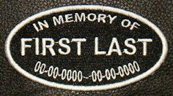 In Memory Of Full Embroidered OVAL - Name & Dates