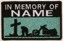 In Memory Of Patch 1 Line Cross and Motorcycle Rider - Aqua In Memory Of Patch 1 Line Cross and Motorcycle Rider - Aqua