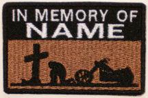 In Memory Of Patch 1 Line Cross and Motorcycle Rider - Lt Brown In Memory Of Patch 1 Line Cross and Motorcycle Rider - Lt Brown
