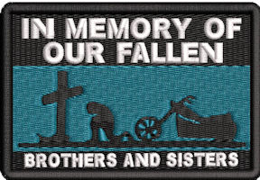 In Memory Of Patch - Fallen Brothers Motorcycle and Cross In Memory Of Patch - Fallen Brothers Motorcycle and Cross