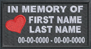 In Memory Of patch with Heart Full Embroidered with Dates