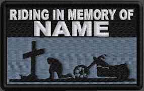 Riding In Memory Of Patch 1 Line Cross and Motorcycle Rider - Midnight Blue Riding In Memory Of Patch 1 Line Cross and Motorcycle Rider - Midnight Blue