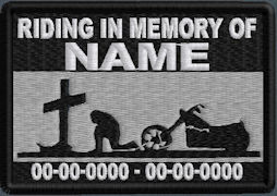 Riding In Memory Of Patch - Cross and Motorcycle Rider - Lt Silver Riding In Memory Of Patch - Cross and Motorcycle Rider - Lt Silver