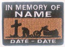 In Memory Of Patch - Cross and Motorcycle Patch - Lt. Brown Sky