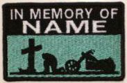 In Memory Of Patch 1 Line Cross and Motorcycle Rider - Aqua