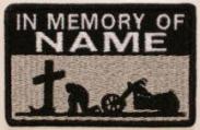 In Memory Of Patch 1 Line Cross and Motorcycle Rider - Lt Silver