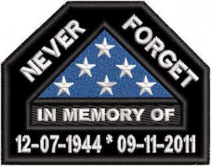 In Memory Of Folded Flag Patch with Name and Dates