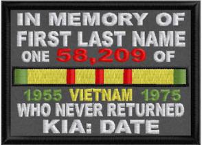 In Memory Of VIETNAM Who Never Returned Patch