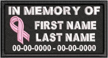 In Memory Of Patch Cancer Ribbon Patch Name and Dates