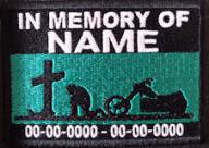 In Memory Of Patch - Cross and Motorcycle Rider Patch - Aqua Green Sky