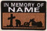 In Memory Of Patch - Cross and Motorcycle Patch - Lt Brown Sky