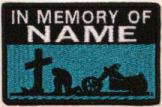 In Memory Of Patch 1 Line Cross and Motorcycle Rider - Midnight Blue