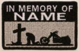 In Memory Of Patch - Cross and Motorcycle Patch - Lt Silver Sky