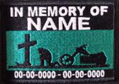 In Memory Of Patch - Cross and Motorcycle Rider Patch - Aqua Green