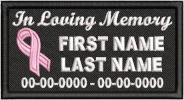 In Loving Memory Cancer Ribbon Patch - Name & Dates