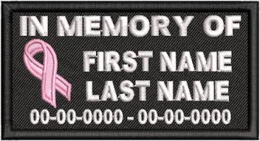 In Memory Of Cancer Ribbon Patch - Name & Dates