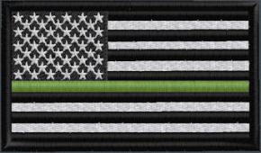 US Flag Subduded Thin Green Line - Black-White