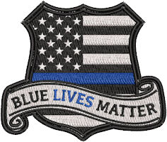 US Flag - Thin Blue Line - Black-White US Flag - Thin Blue Line - Black-White