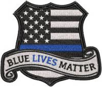 US Flag - Thin Blue Line - Black-White