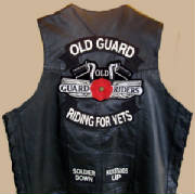 Custom Motorcycle Rockers and back patch for the Old Guard Riders